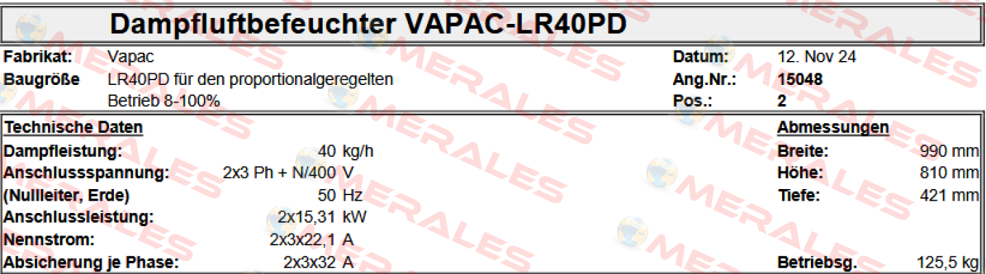 JLR40PD S Vapac
