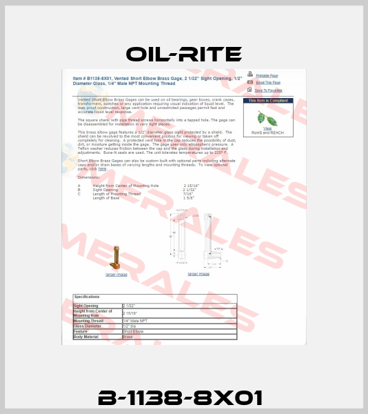 B-1138-8X01  Oil-Rite