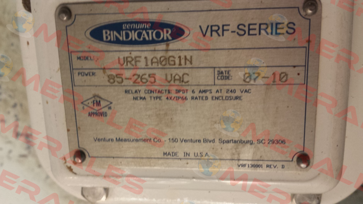 VRF1A0G1N   obsolete replaced by VRFII-SG-N  Bindicator