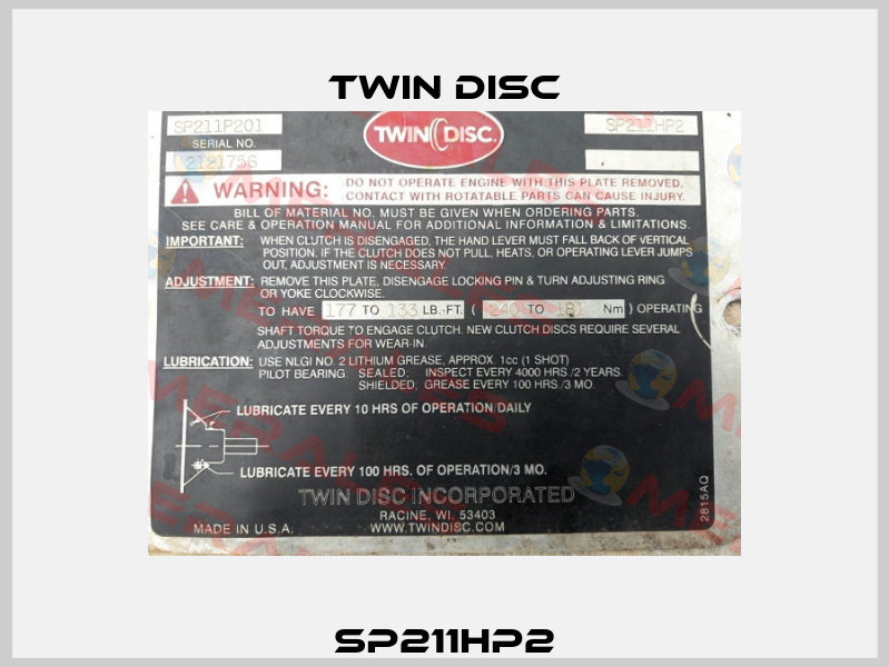 SP211HP2 Twin Disc