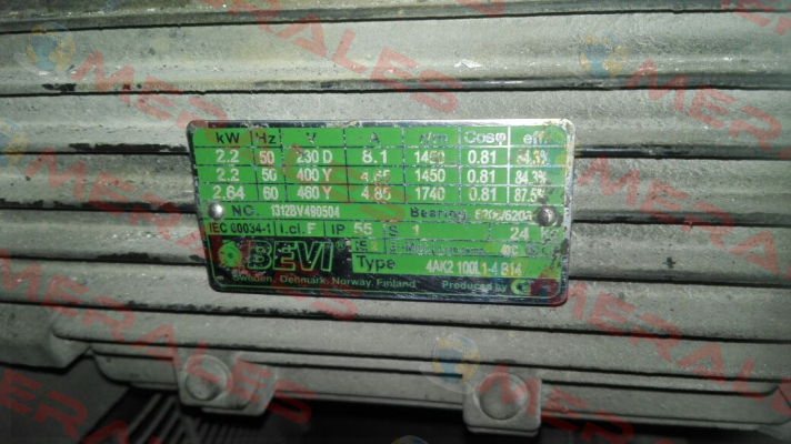 Obsolete 1312BV490504 replaced by IE3 class F RAL5010  Bevi