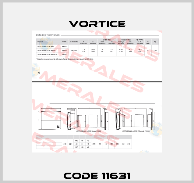 code 11631 Vortice