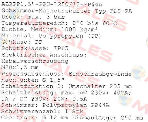 ABRPP1, 5"-PPU-L250/12-PP44A  Kübler