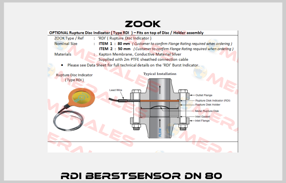 RDI Berstsensor DN 80  Zook