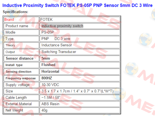 PS-05P Fotek