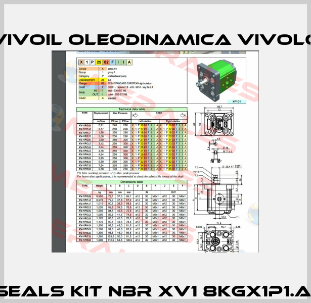 Seals kit NBR XV1 8KGX1P1.A  Vivoil Oleodinamica Vivolo