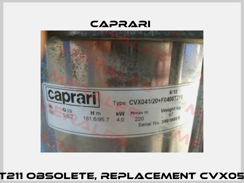 CVX041/20+F0400T211 obsolete, replacement CVX051/20+E0300T212-V  CAPRARI 