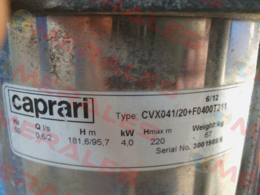 CVX041/20+F0400T211 obsolete, replacement CVX051/20+E0300T212-V  CAPRARI