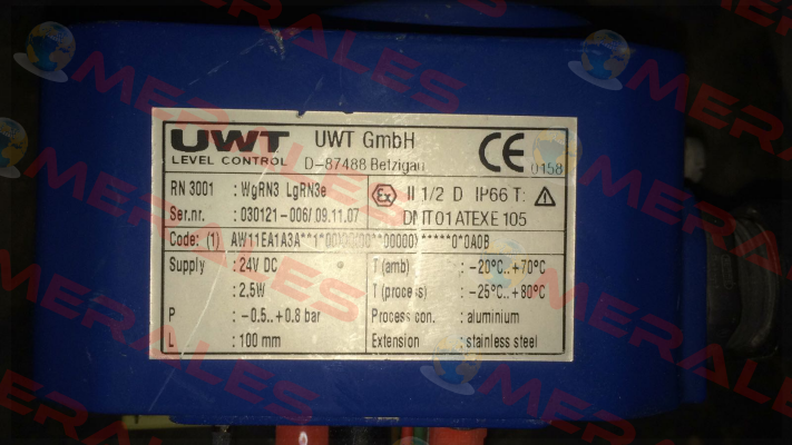 Type: RN 3001 - AW11EA1A3A Uwt