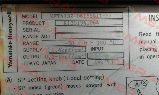 CONTROLER UNIT for KF TA13Z06155BIT-M7  Yamatake - Azbil