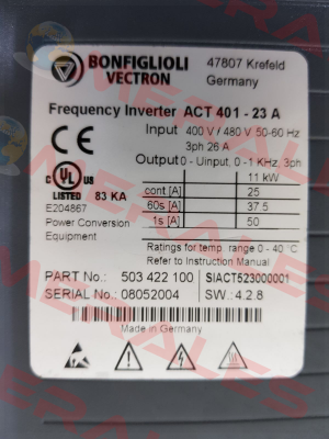 Type: ACT 401-23A Bonfiglioli