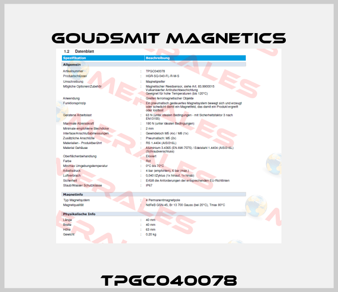 TPGC040078 Goudsmit Magnetics