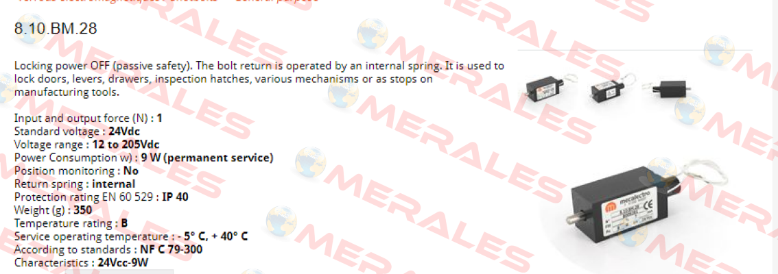 8.10.BM.28 (24Vcc-100%-9W) Mecalectro