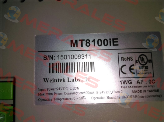 MT8100iE1WG - not available, alternative - MT8102iE  Weintek