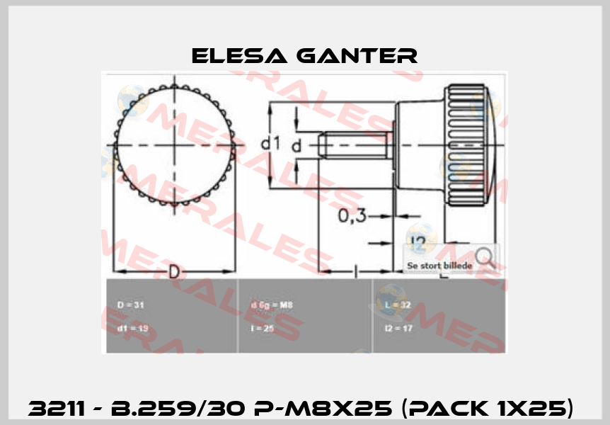 3211 - B.259/30 p-M8x25 (pack 1x25)  Elesa Ganter