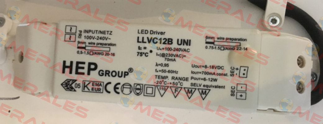 LLVC12B UNI obsolete, alternative LMC15W700-Z  and LMC20-700  Hep group-FN LIGHT