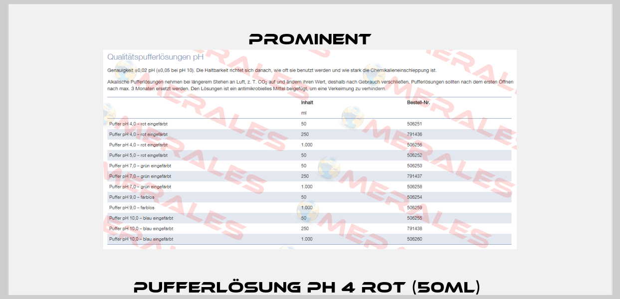Pufferlösung pH 4 rot (50ml)  ProMinent