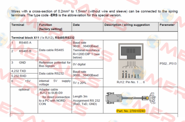 RJ12/SUB-D SO RS232  Nord