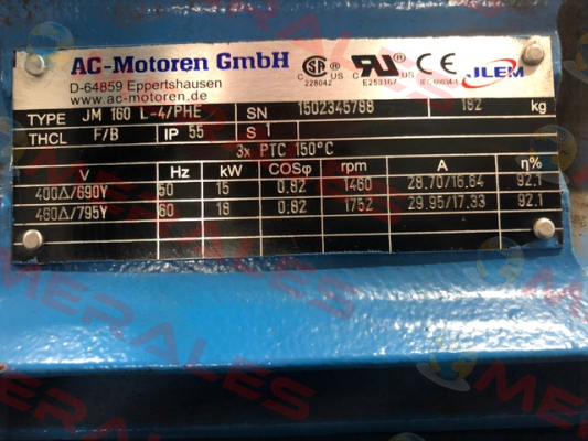 JM 160 L-4/PHE REPLACED BY ACM160L4/PHE AC Motoren