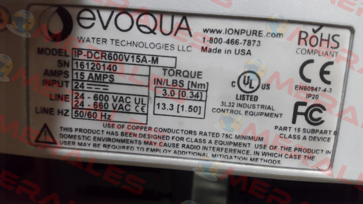 41161000001 Evoqua Water Technologies