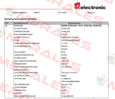 110-01151 TR Electronic