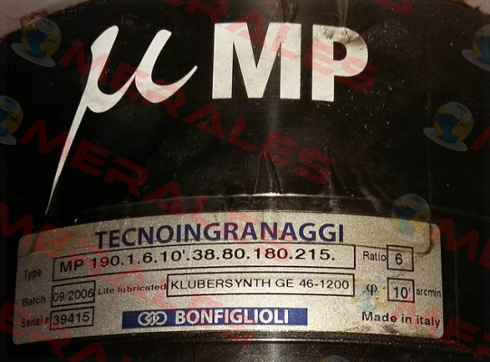 190.1.6.10.38.80.180.215 obsolete, replacement MPG1006L0002 Bonfiglioli