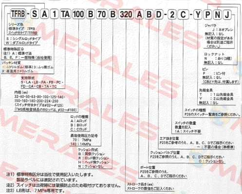 TFRB-SA1FA180B140B20BAD- DOES NOT EXIST Toyooki