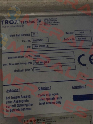 DRH 630/25-6 - obsolete ,replaced by  DRVF 630/30- 8 Trox Technik