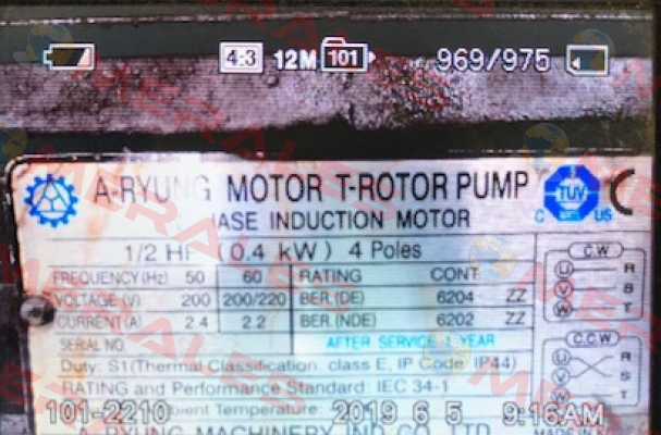 Motor for AMTP-400V-206HA(VB) A-Ryung