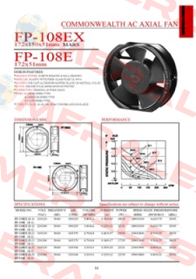 wrong code FP-108EX (220 V), correct code FP108EX/230VS1WB Commonwealth