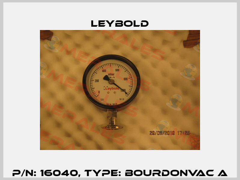 P/N: 16040, Type: BOURDONVAC A Leybold