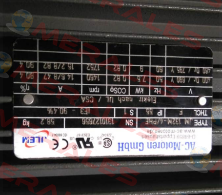 JM-132M-4/PHE / alternative FCA 132 M-4 / PHE B5 / UL AC Motoren
