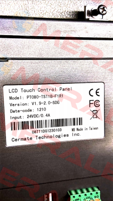 Model: PT080-TST1B-F1R1 Cermate Technologies