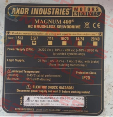 MAGNUM 400 old code / new code 93811310 Axor Industries