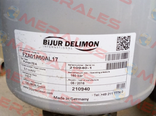 FZA01B60AL17 Bijur Delimon