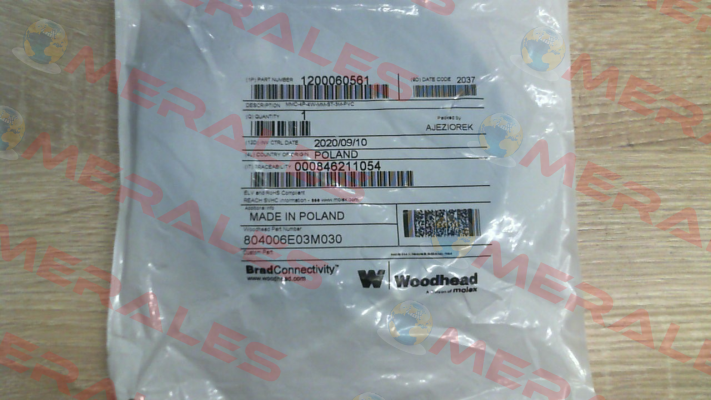 PN:1200060561 (804006E03M030), Type: MMC-4P-4W-MM-ST-3M-PVC Molex