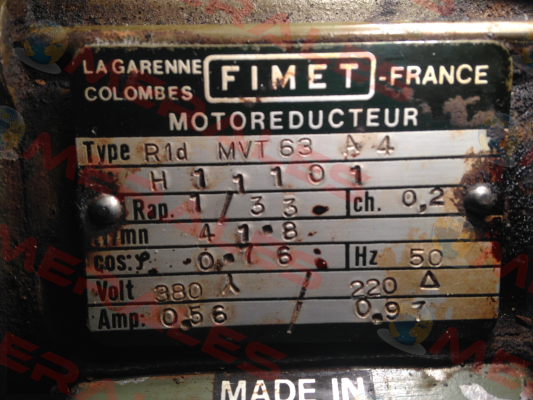 R1d MVT63 A4  H11101  Fimet