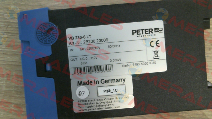 P/N: 2B200.23006, Type: VB 230-6LT Peter Electronic