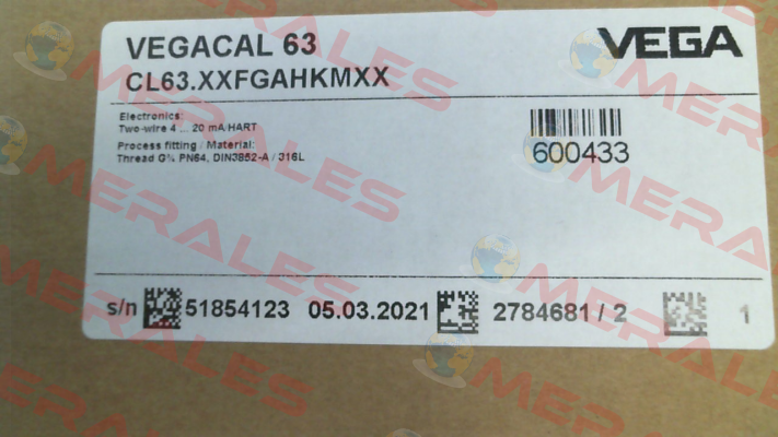 P/N: CL63.XXFGAHKMXX, Type: VEGACAL 63 Vega