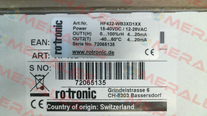 HF432- WB3XD1XX Rotronic