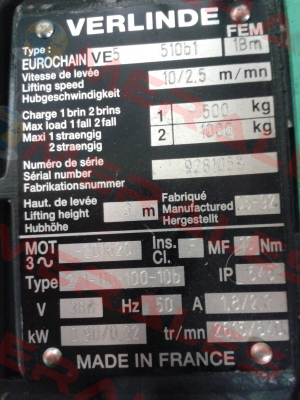 (0703C) Eurochain VE5 510b1 / 5x15 H80C  Verlinde