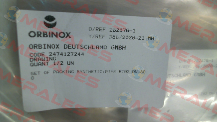 Set of Packing for Type ET DN 300 Orbinox