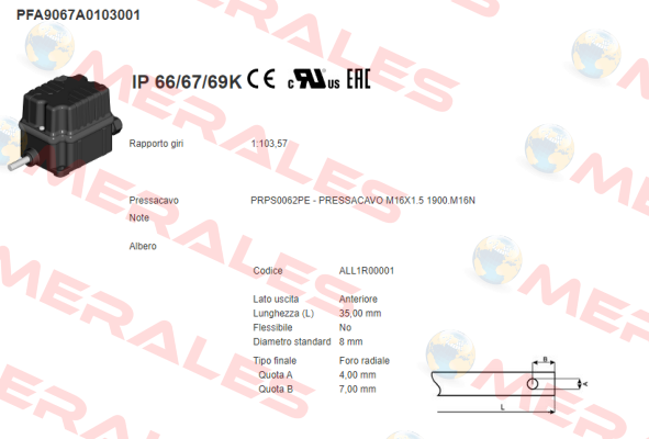 PFA9067A0103001 Ter Tecno Elettrica Ravasi