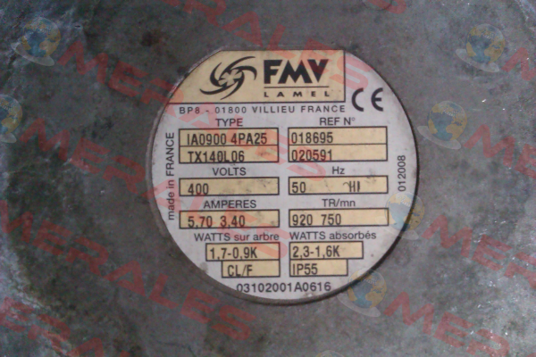 IA0900 4PA25 TX140L06 400V50HZ # 5001018695 FMV-Lamel (now Ziehl Abegg)