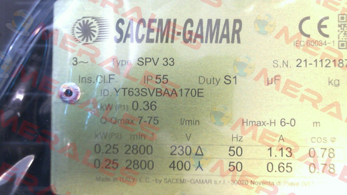 SPV 33-TRI (SPV 33 170T) Sacemi