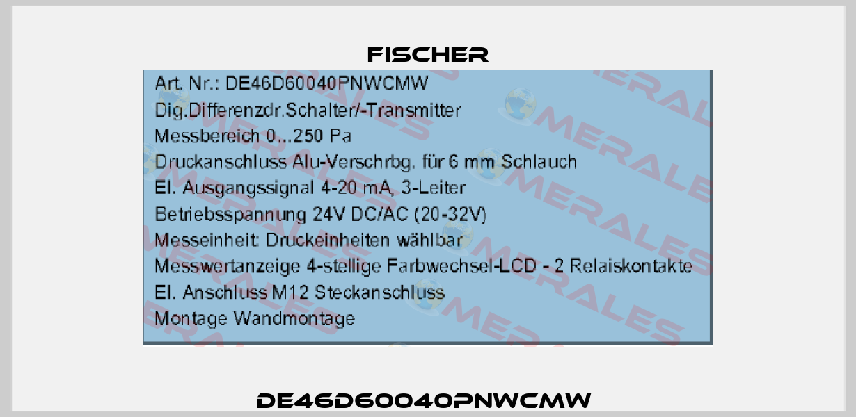 DE46D60040PNWCMW  Fischer