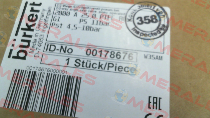 P/N: 00178676, Type: 2000 Burkert
