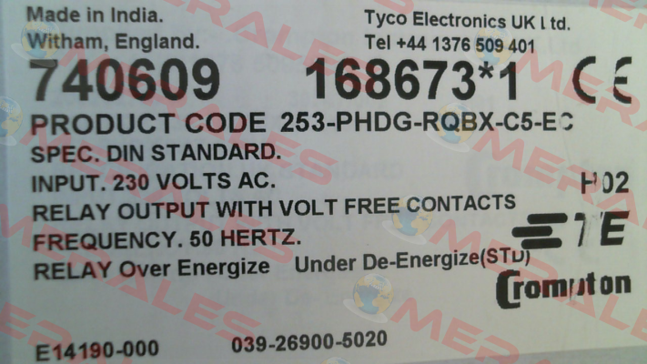 253-PHDG - 230V/50Hz CROMPTON INSTRUMENTS (TE Connectivity)