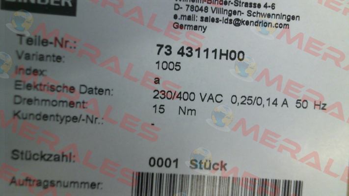 73 43111H00-1005 Binder