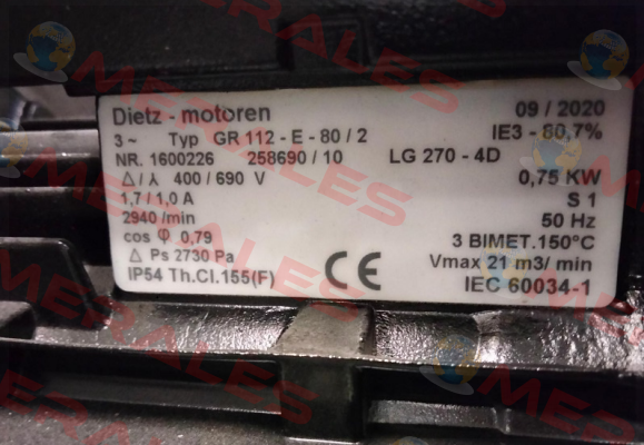 192627 for GR-112-E-80/2 Dietz-Motoren